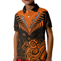 Personalised New Zealand Kid Polo Shirt Aotearoa Maori Kiwi Orange Fern LT01 Kid Orange - Polynesian Pride