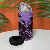 Aotearoa 4 in 1 Can Cooler Tumbler Maori Kiwi Purple Fern