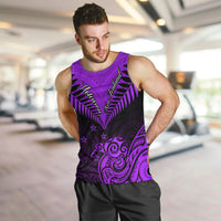 Personalised Aotearoa Men Tank Top Maori Kiwi Purple Fern LT01 - Polynesian Pride