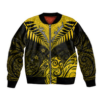 Personalised Aotearoa Bomber Jacket Maori Kiwi Yellow Fern LT01 Unisex Yellow - Polynesian Pride