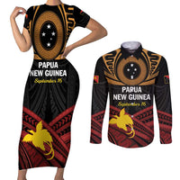 Papua New Guinea Bird of Paradise Couples Matching Short Sleeve Bodycon Dress and Long Sleeve Button Shirt 16 September 1975 Independence Day Anniversary