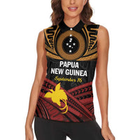 Papua New Guinea Bird of Paradise Women Sleeveless Polo Shirt 16 September 1975 Independence Day Anniversary