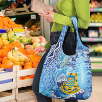 Tuvalu mo te Atua Grocery Bag Tuvalu Dolphin Polynesian Pattern