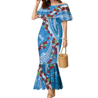 Fiji Tagimaucia Floral Family Matching Mermaid Dress and Hawaiian Shirt Tapa Pattern