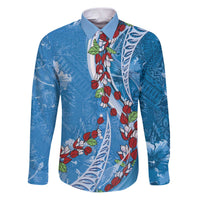 Fiji Tagimaucia Floral Family Matching Puletasi and Hawaiian Shirt Tapa Pattern