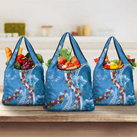 Fiji Tagimaucia Floral Grocery Bag Tapa Pattern