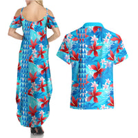 Hawaii Christmas Couples Matching Summer Maxi Dress and Hawaiian Shirt Santa Claus Surfing Kakau Tropical Style LT01 - Polynesian Pride