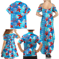 Hawaii Christmas Family Matching Summer Maxi Dress and Hawaiian Shirt Santa Claus Surfing Kakau Tropical Style LT01 - Polynesian Pride