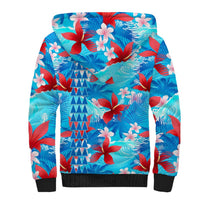 Hawaii Christmas Sherpa Hoodie Santa Claus Surfing Kakau Tropical Style LT01 - Polynesian Pride