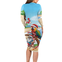 Personalized Hawaii Santa Parrot Christmas Family Matching Long Sleeve Bodycon Dress and Hawaiian Shirt Summer Vibe LT01 - Polynesian Pride