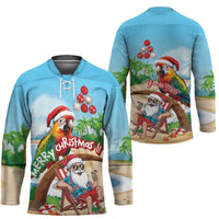 Personalized Hawaii Santa Parrot Christmas Hockey Jersey Summer Vibe - Polynesian Pride
