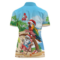 Personalized Hawaii Santa Parrot Christmas Women Polo Shirt Summer Vibe - Polynesian Pride