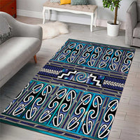 Maori Matariki Area Rug Blue Galaxy Aesthetic Koru Art