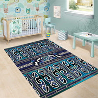 Maori Matariki Area Rug Blue Galaxy Aesthetic Koru Art