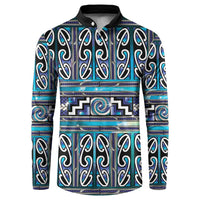 Maori Matariki Button Sweatshirt Blue Galaxy Aesthetic Koru Art