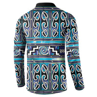 Maori Matariki Button Sweatshirt Blue Galaxy Aesthetic Koru Art
