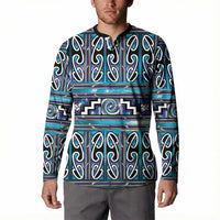Maori Matariki Button Sweatshirt Blue Galaxy Aesthetic Koru Art