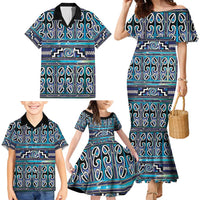 Maori Matariki Family Matching Mermaid Dress and Hawaiian Shirt Blue Galaxy Aesthetic Koru Art