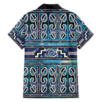 Maori Matariki Family Matching Off The Shoulder Long Sleeve Dress and Hawaiian Shirt Blue Galaxy Aesthetic Koru Art