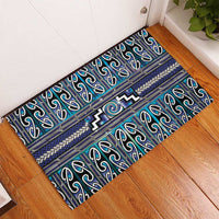 Maori Matariki Rubber Doormat Blue Galaxy Aesthetic Koru Art