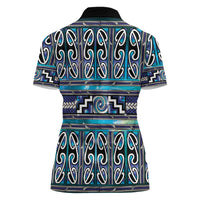 Maori Matariki Women Polo Shirt Blue Galaxy Aesthetic Koru Art