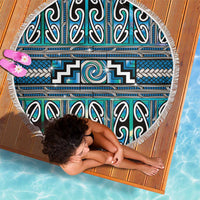 Maori Matariki Beach Blanket Green Galaxy Aesthetic Koru Art