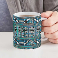 Maori Matariki Ceramic Mug Green Galaxy Aesthetic Koru Art