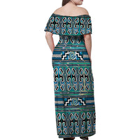 Maori Matariki Family Matching Off Shoulder Maxi Dress and Hawaiian Shirt Green Galaxy Aesthetic Koru Art