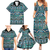Maori Matariki Family Matching Summer Maxi Dress and Hawaiian Shirt Green Galaxy Aesthetic Koru Art LT01 - Polynesian Pride
