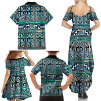 Maori Matariki Family Matching Summer Maxi Dress and Hawaiian Shirt Green Galaxy Aesthetic Koru Art LT01 - Polynesian Pride