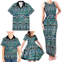 Maori Matariki Family Matching Tank Maxi Dress and Hawaiian Shirt Green Galaxy Aesthetic Koru Art