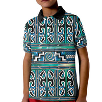 Maori Matariki Kid Polo Shirt Green Galaxy Aesthetic Koru Art