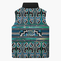 Maori Matariki Sleeveless Puffer Jacket Green Galaxy Aesthetic Koru Art