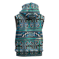 Maori Matariki Sleeveless Zip Hoodie Green Galaxy Aesthetic Koru Art