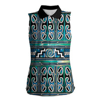 Maori Matariki Women Sleeveless Polo Shirt Green Galaxy Aesthetic Koru Art LT01 Female Green - Polynesian Pride