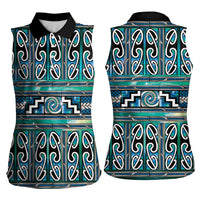 Maori Matariki Women Sleeveless Polo Shirt Green Galaxy Aesthetic Koru Art LT01 - Polynesian Pride