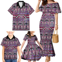 Maori Matariki Family Matching Mermaid Dress and Hawaiian Shirt Pink Galaxy Aesthetic Koru Art