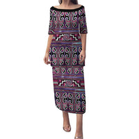 Maori Matariki Family Matching Puletasi and Hawaiian Shirt Pink Galaxy Aesthetic Koru Art