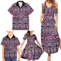 Maori Matariki Family Matching Summer Maxi Dress and Hawaiian Shirt Pink Galaxy Aesthetic Koru Art