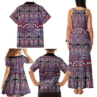 Maori Matariki Family Matching Tank Maxi Dress and Hawaiian Shirt Pink Galaxy Aesthetic Koru Art