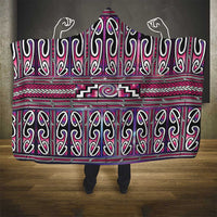 Maori Matariki Hooded Blanket Pink Galaxy Aesthetic Koru Art