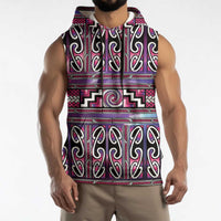 Maori Matariki Sleeveless Hoodie Pink Galaxy Aesthetic Koru Art