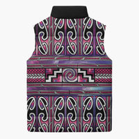 Maori Matariki Sleeveless Puffer Jacket Pink Galaxy Aesthetic Koru Art