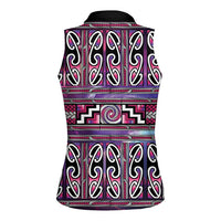 Maori Matariki Women Sleeveless Polo Shirt Pink Galaxy Aesthetic Koru Art