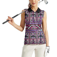 Maori Matariki Women Sleeveless Polo Shirt Pink Galaxy Aesthetic Koru Art