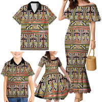 Maori Matariki Family Matching Mermaid Dress and Hawaiian Shirt Yellow Galaxy Aesthetic Koru Art