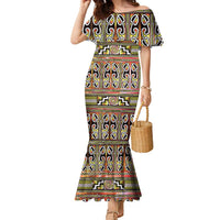 Maori Matariki Family Matching Mermaid Dress and Hawaiian Shirt Yellow Galaxy Aesthetic Koru Art