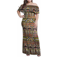 Maori Matariki Family Matching Off Shoulder Maxi Dress and Hawaiian Shirt Yellow Galaxy Aesthetic Koru Art