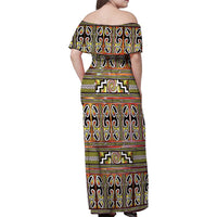 Maori Matariki Family Matching Off Shoulder Maxi Dress and Hawaiian Shirt Yellow Galaxy Aesthetic Koru Art