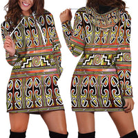 Maori Matariki Hoodie Dress Yellow Galaxy Aesthetic Koru Art